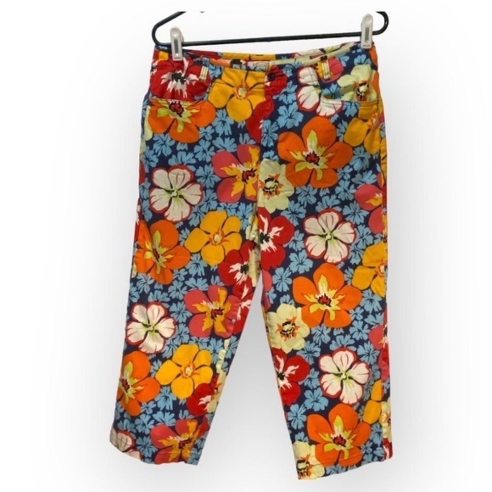 Talbots Capris Pants Women’s Size 12 Stretch‎ Hawaii Print Cotton Party